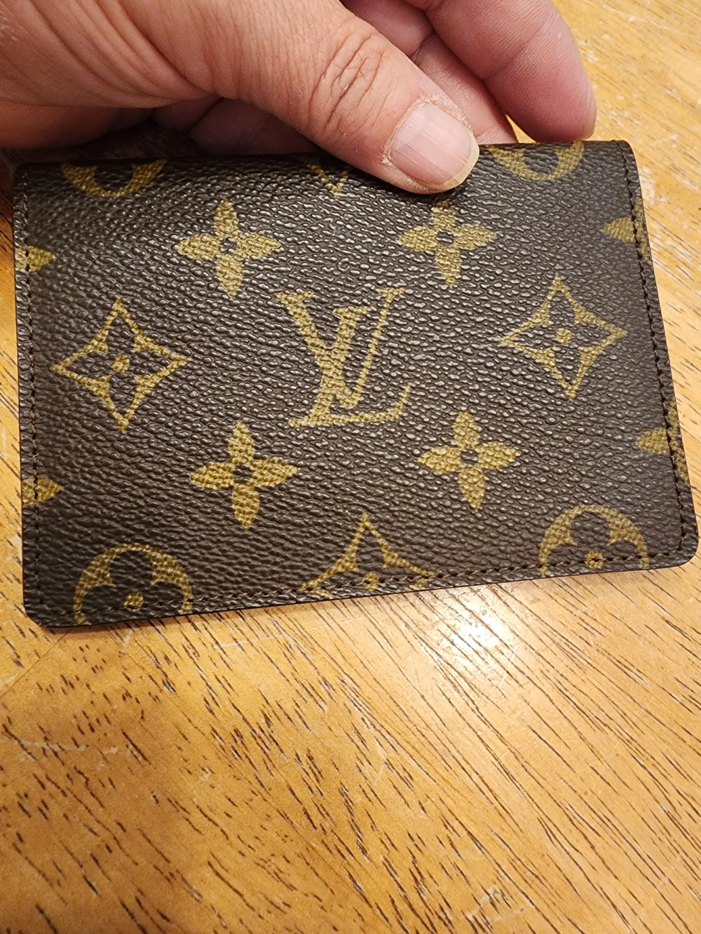 Louis Vuitton Mono Wallet Card Pass Case, designed with a brown monogram canvas